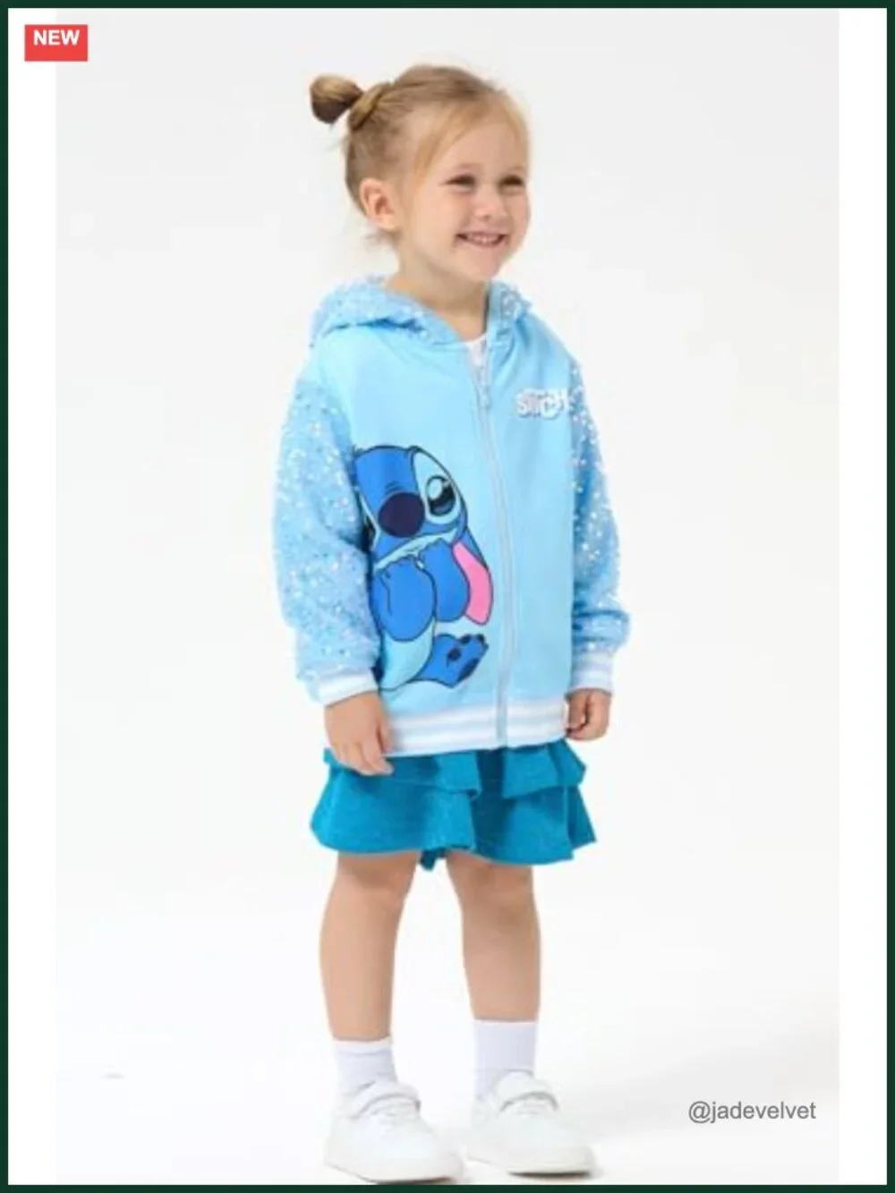 Girls Hooded Sweatshirt Jacket Sequin Stitch Full Zip